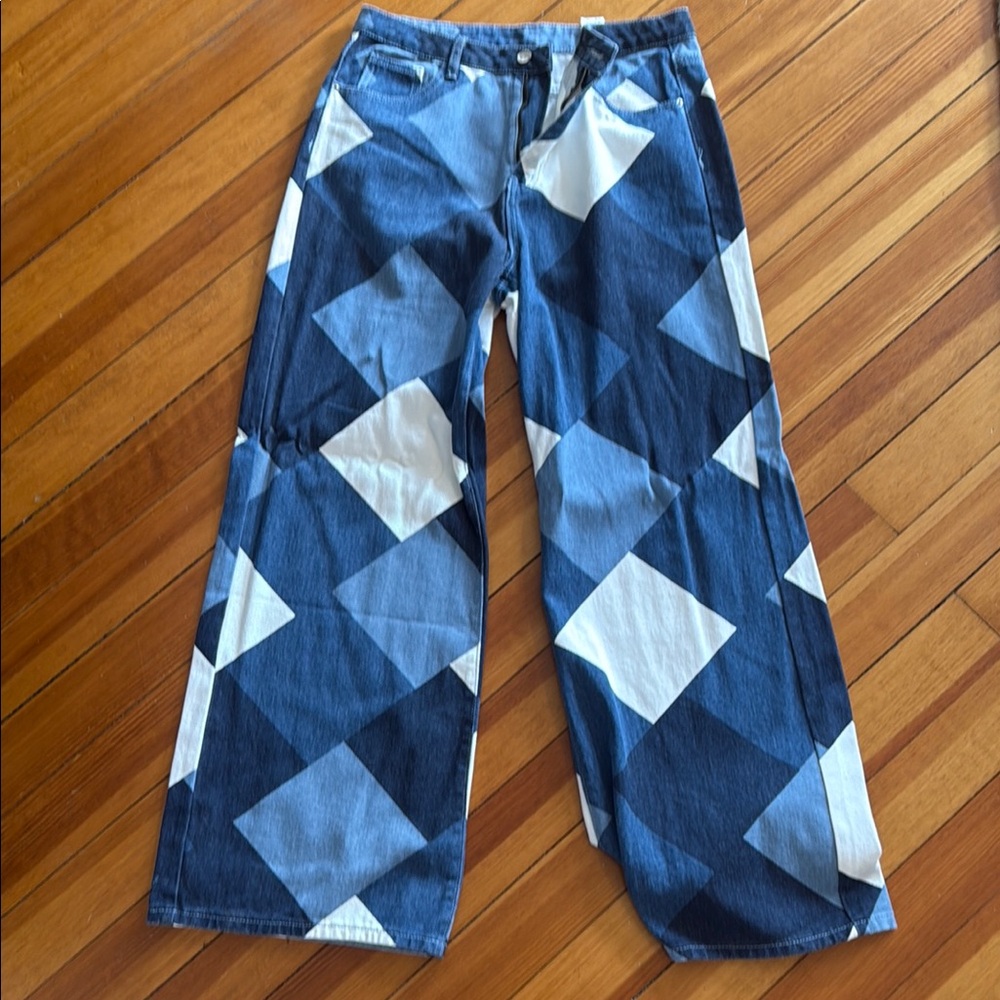 Stylish Blue Geometric Men's Jeans